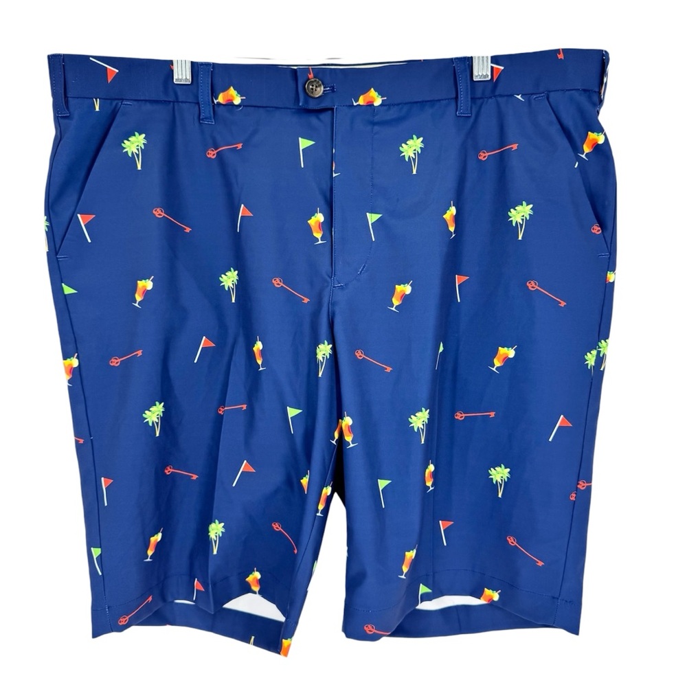 Loudmouth Golf Shorts Stretch 11" Hideaway Mai Tai Blue Palm Tree Size‎ 40